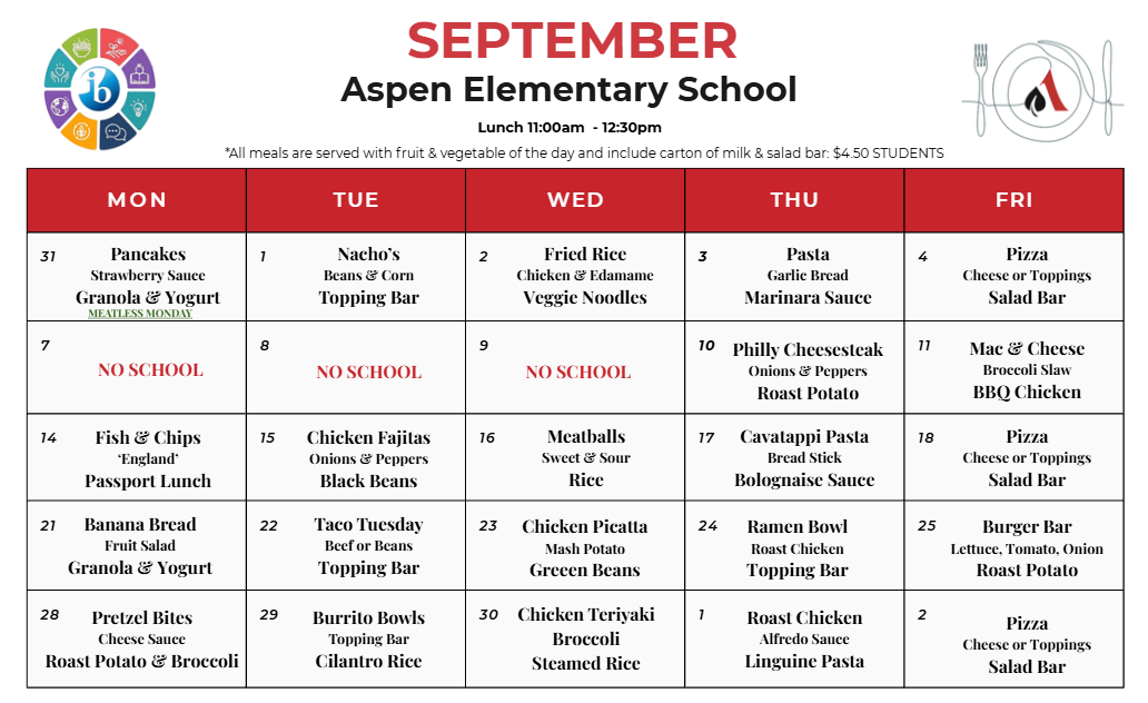AES Lunch Menu